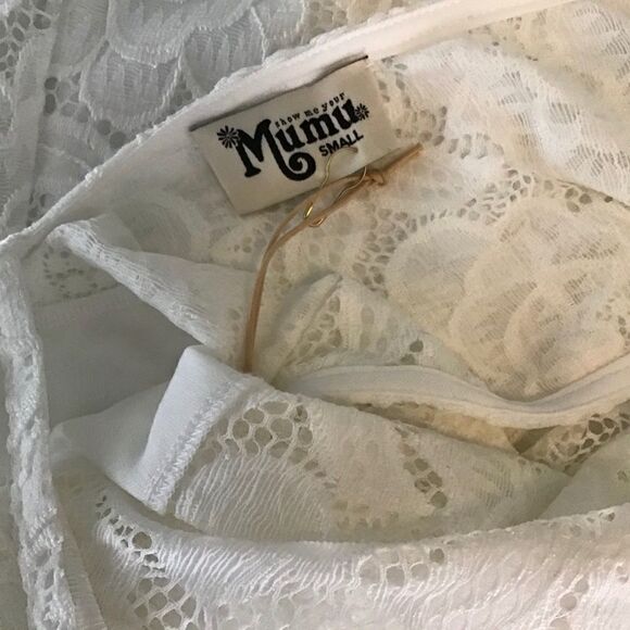 Show Me Your MuMu Alexa Mock Neck Lace Dress White Size Small - Picture 6 of 11